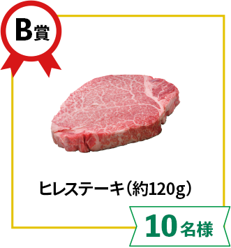 B賞:ヒレステーキ(約120g)【10名様】